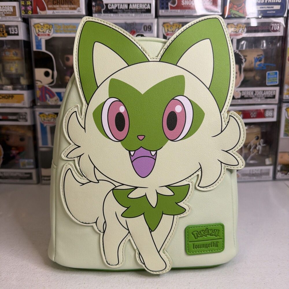 Loungefly Pokemon Sprigatito Mini 11.5" Backpack Green Cosplay Purse/Bag